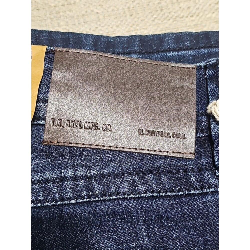 TK Axel Jeans Men Sz 34X32 Blue Denim Stretch Slim Fit Boot Cut Dark Wash NWT - Picture 4 of 9
